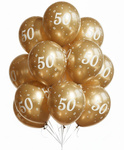 Latexballoons "50", goldene Chrom, 30cm, 50 Stk.