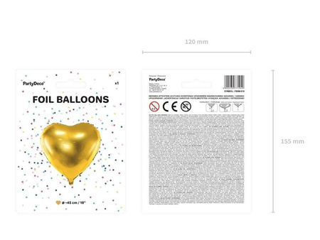 Foil balloon Heart, 45cm, Golden