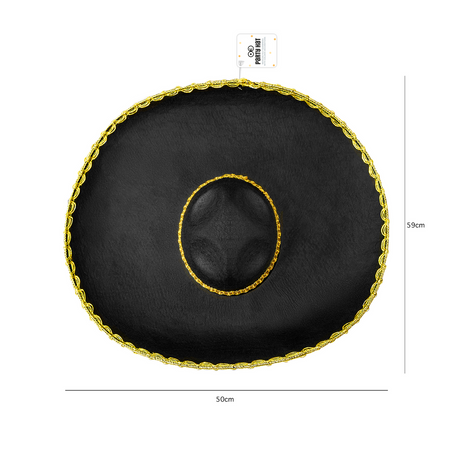 Mexican hat Sombrero with gold trim 60cm