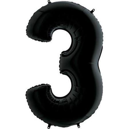 3 Digit foil balloon, black, 102cm Grabo