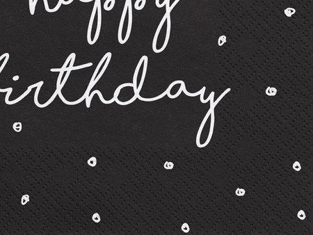 Birthday napkins black, Happy Birthday, 33x33 cm (1 op. / 20 pcs)