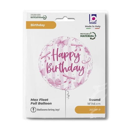 Folienballon Schleife Rosa Pretty Pink Bow Birthday 45 cm