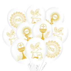 First Holy Communion balloons, chalice, dove 30 cm, 10 pcs.