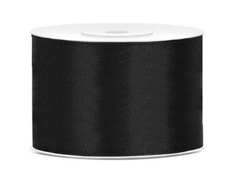 Satin ribbon, black ribbon 50mm / 25m