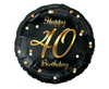 Foil balloon Happy 40 Birthday, black golden print, 46 cm