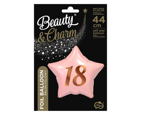 Foil Balloon, Pink Star 18th birthday, 44 cm