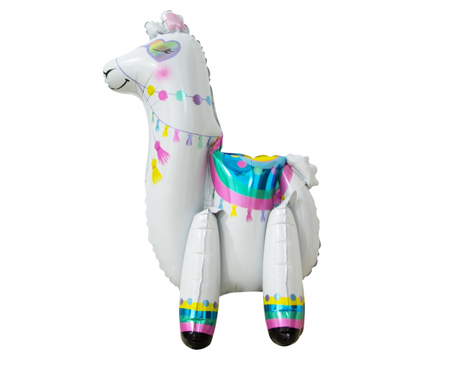 Foil balloon - white lama, standing, 3D 65 cm