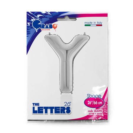 Foil balloon letter Y, 66cm, silver