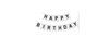 Banner Happy Birthday Silver Black 180 cm