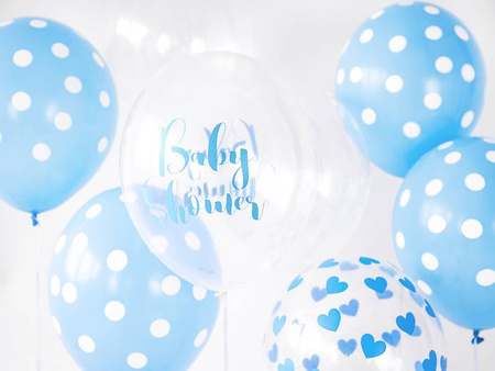 Balloons 30cm, Dots, Pastel Baby Blue, 6 pcs.