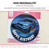 Car cake topper edible wafer round 20 cm premium, vegan, gluten-free, cut