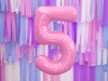 The number 5 Foil balloon, 86cm pink