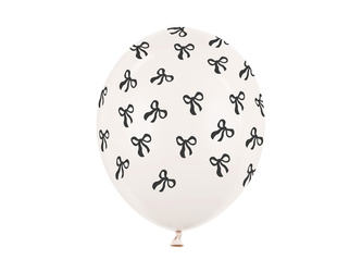 Ballon mit schwarzen Schleifen, Pastell Off-White, 30 cm, 50 Stk.