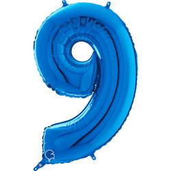 Foil Balloon Number 9 Blue, 66 cm Grabo