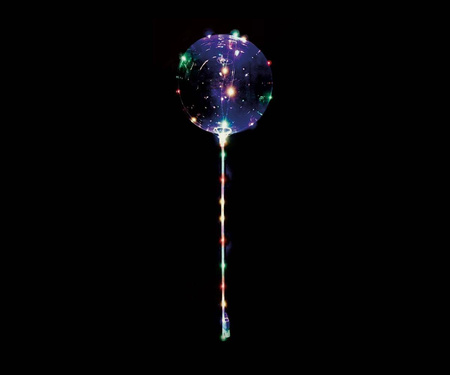 Luminous Bobo Balloon 45cm LED on a stick, transparent stick 70cm, 1 pcs