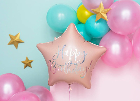 Foil balloon Happy Birthday! Pink star 40 cm