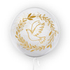 Transparent balloon with print dove, golden 45cm